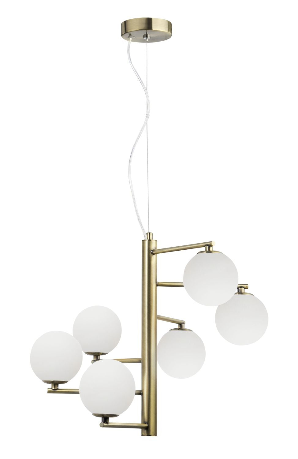 Suspension Agrigento 6 lumières dorée, verre