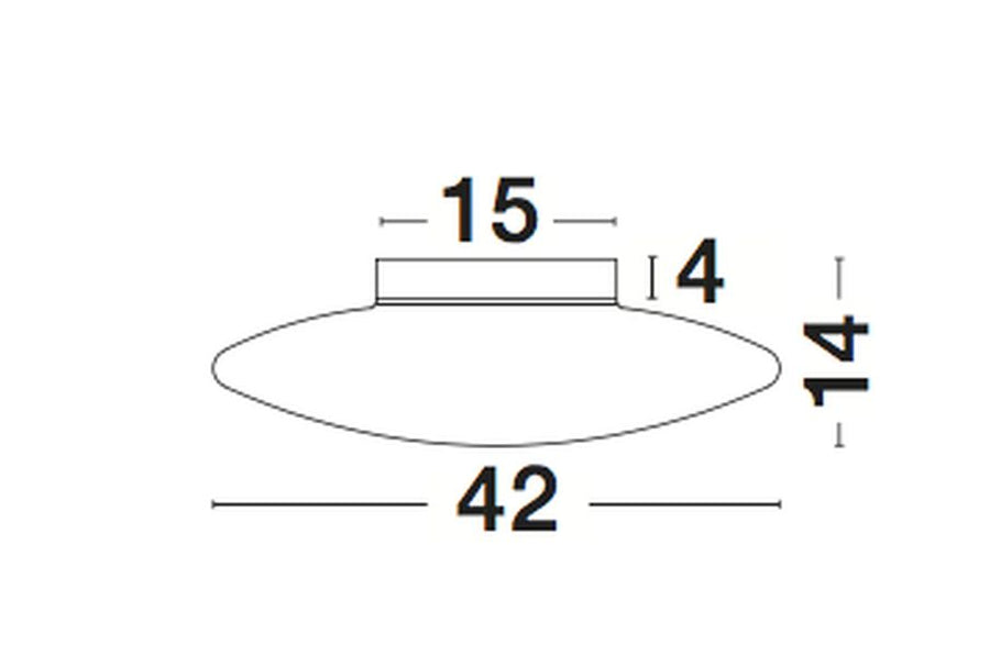 Schéma de dimensions coté indiquant 42 cm de diamètre et 14 cm de hauteur