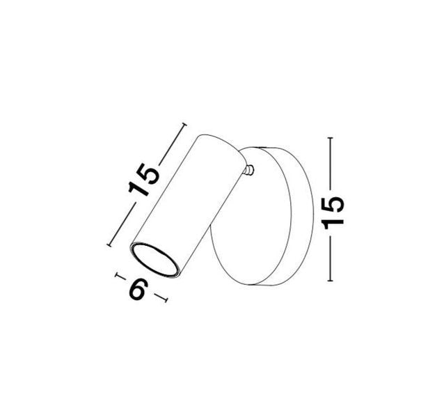 Schéma technique coté indiquant quinze centimètres de longueur et six centimètres de diamètre.