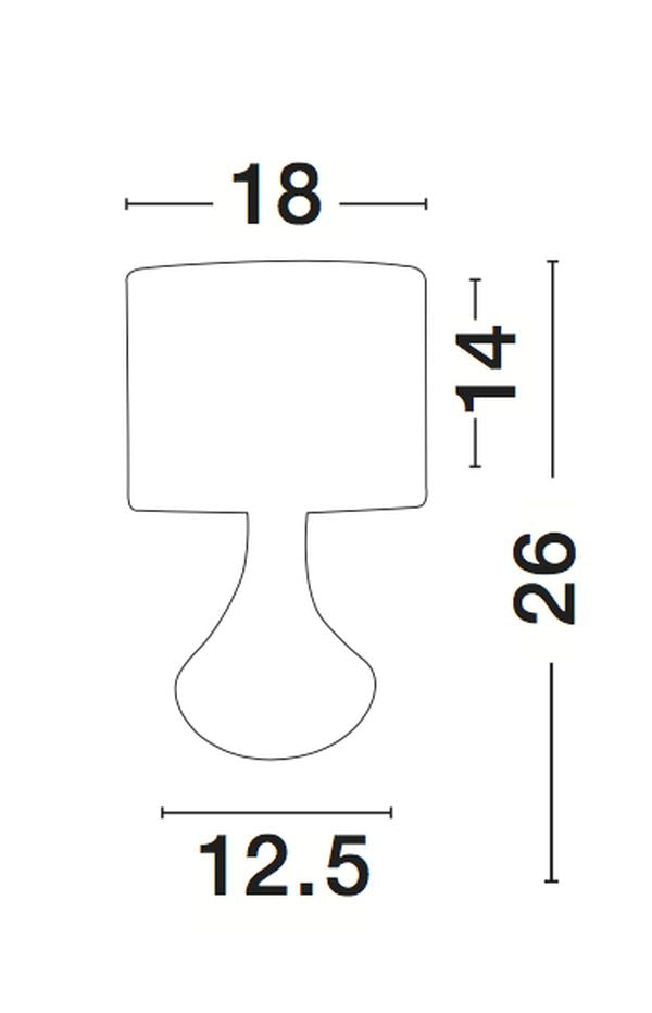 Schéma coté indiquant hauteur totale de 26 cm et diamètre de 18 cm
