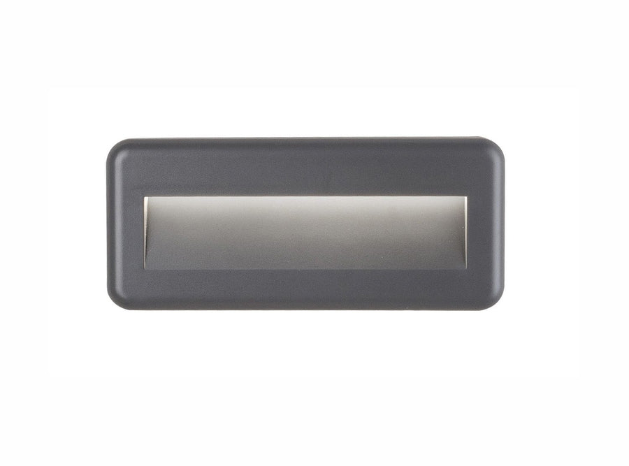 Vue de face de l'applique rectangulaire grise avec diffuseur horizontal lumineux.