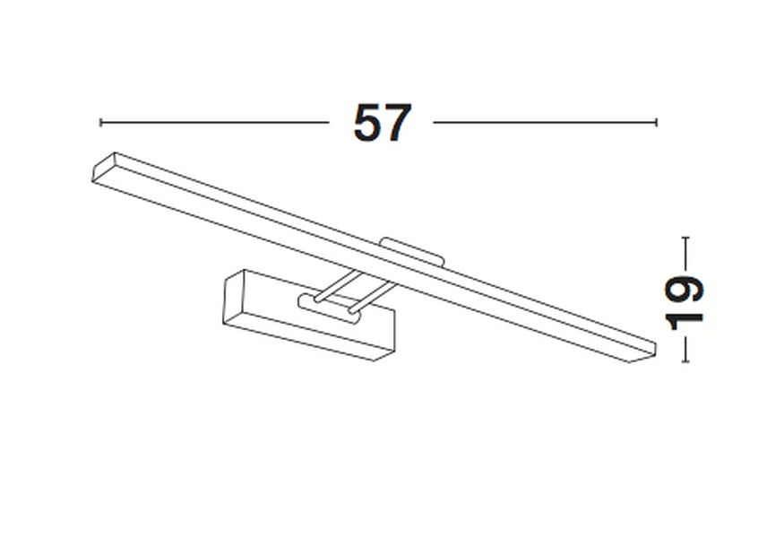 Schéma technique avec dimensions 57 cm de large et 19 cm de haut