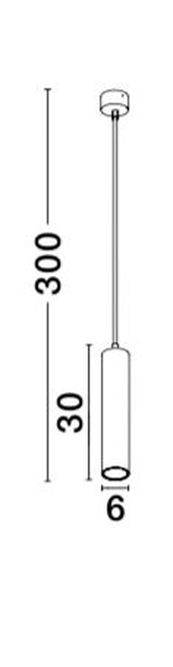 Deuxième vue cotée du même luminaire, détails des dimensions hauteur et diamètre
