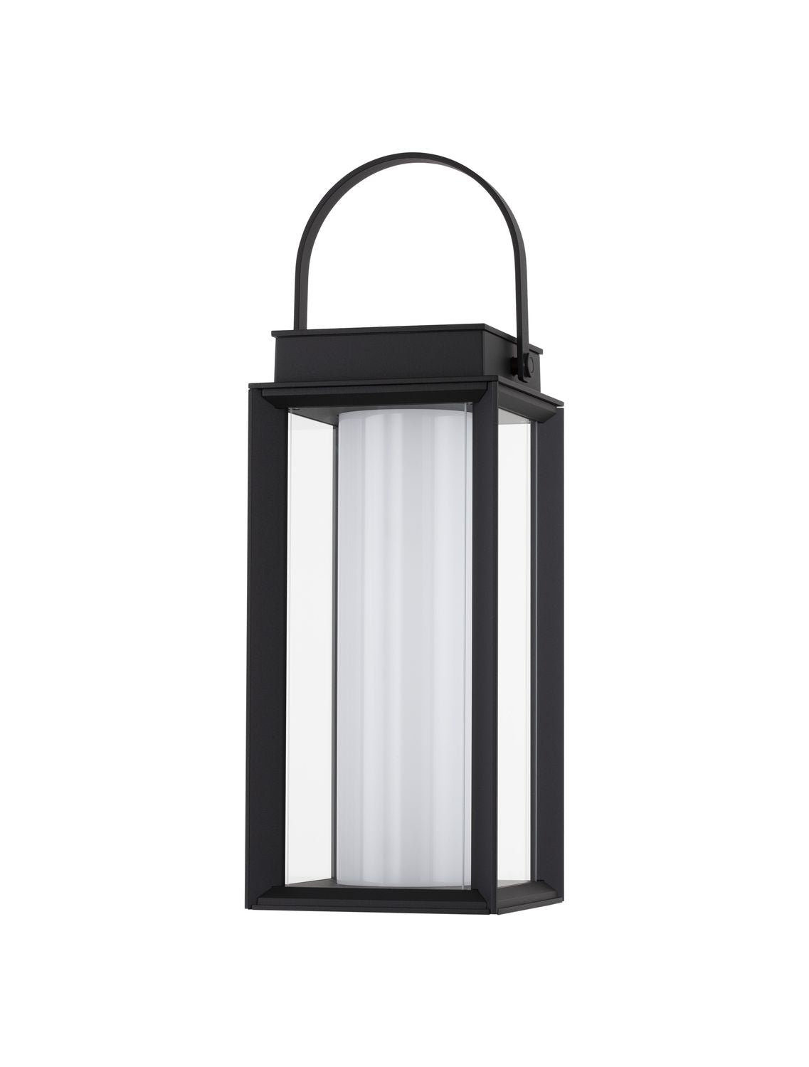 Produit de face sur fond blanc, cadre noir et diffuseur cylindrique blanc