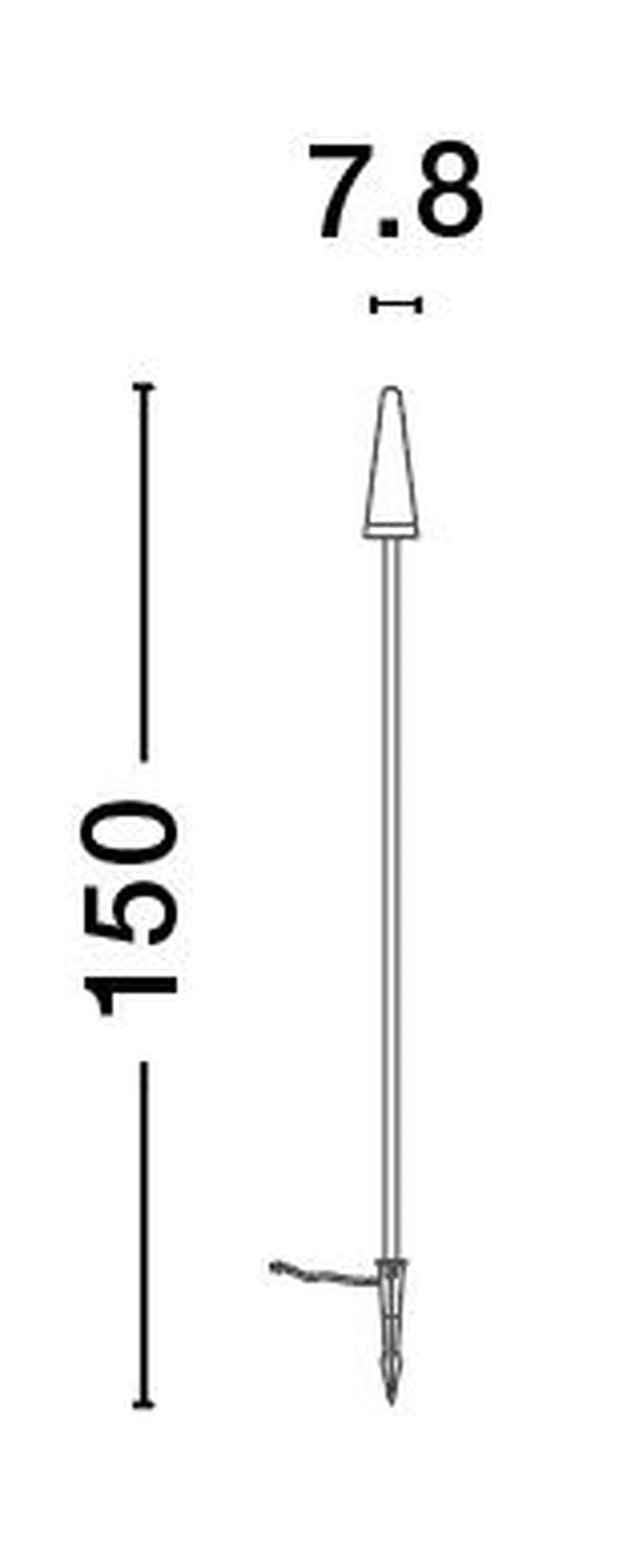Schéma coté indiquant une hauteur de 150 cm et 7,8 cm de large