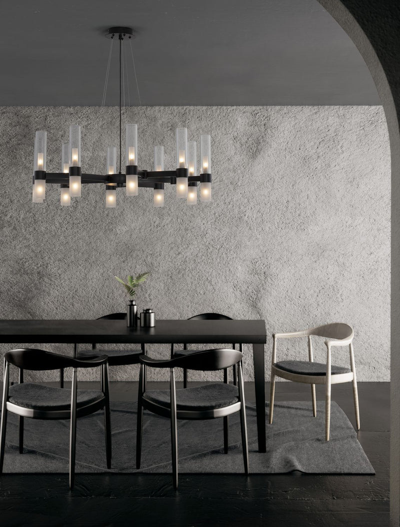 Suspension Century 20 lumières noire, verre