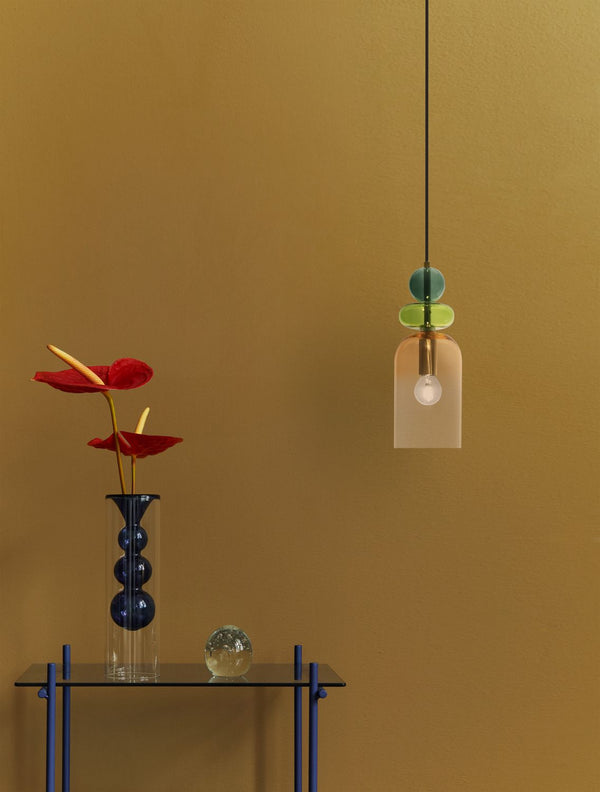 Suspension Murano dorée, verre, H 184 cm