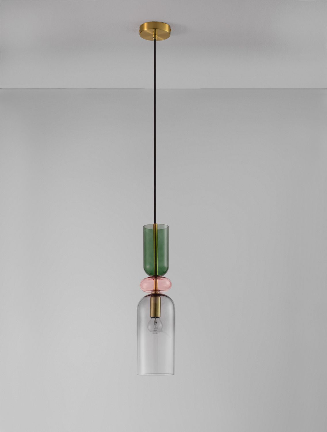 Suspension Murano dorée, verre, H 198 cm