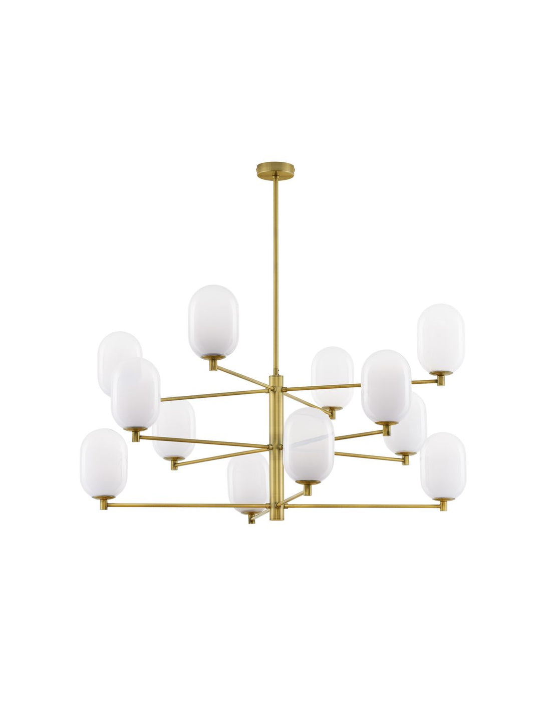 Suspension Balor 12 lumières dorée, verre