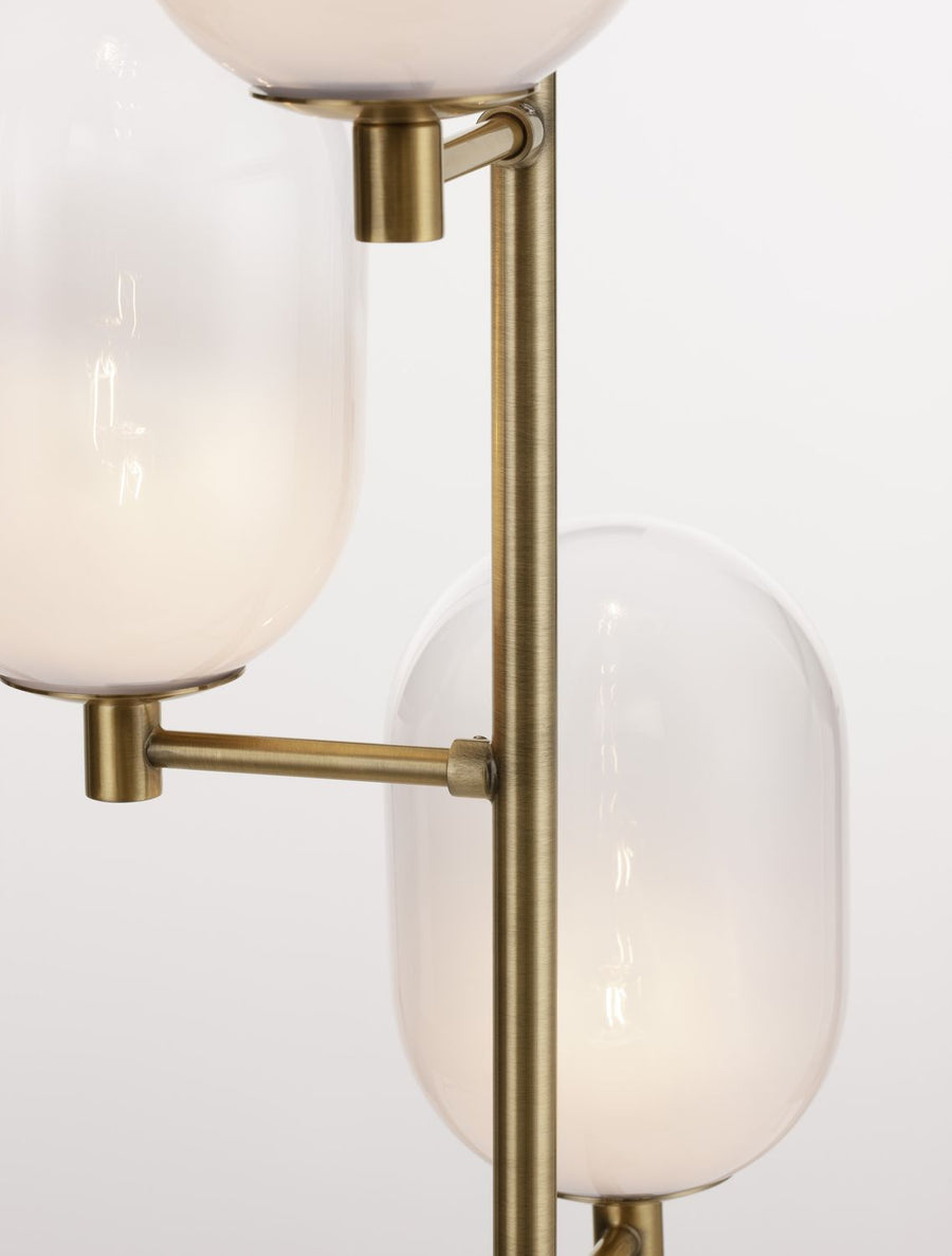 Lampadaire Balor 4 lumières doré, verre