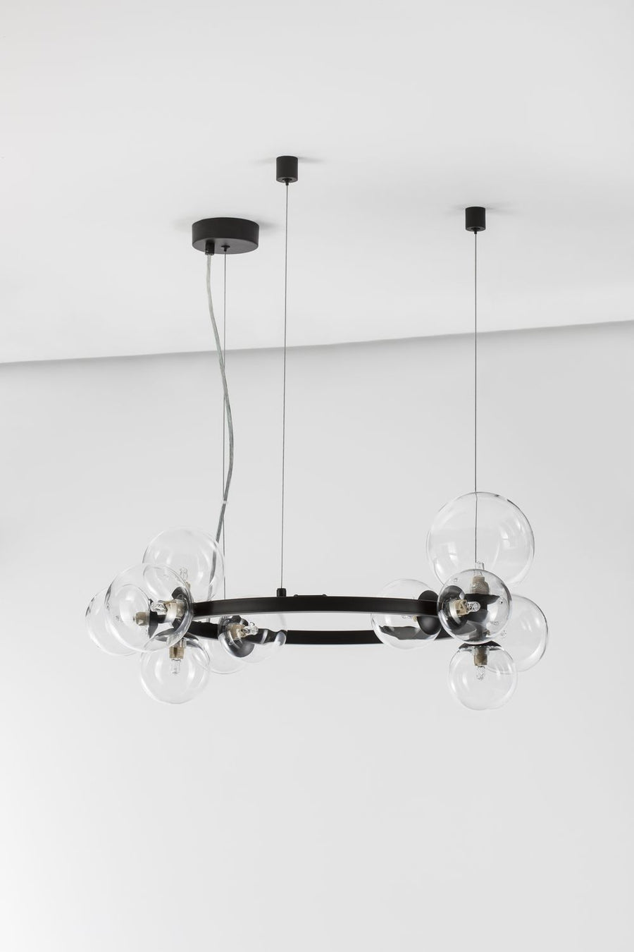 Suspension Odillia 11 lumières noire, verre (9009249)