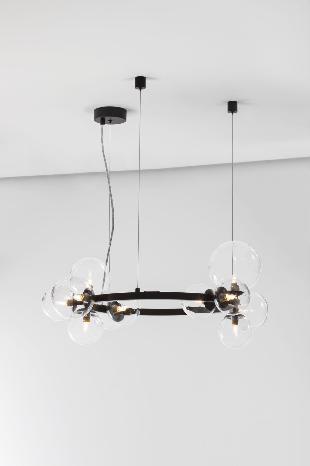 Suspension Odillia 11 lumières noire, verre (9009249)