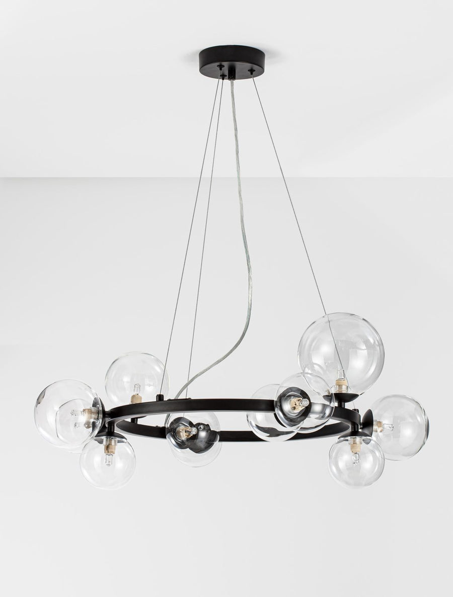 Suspension Odillia 11 lumières noire, verre (9009249)