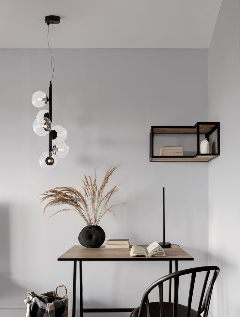 Suspension Odillia 6 lumières noire, verre (9009251)