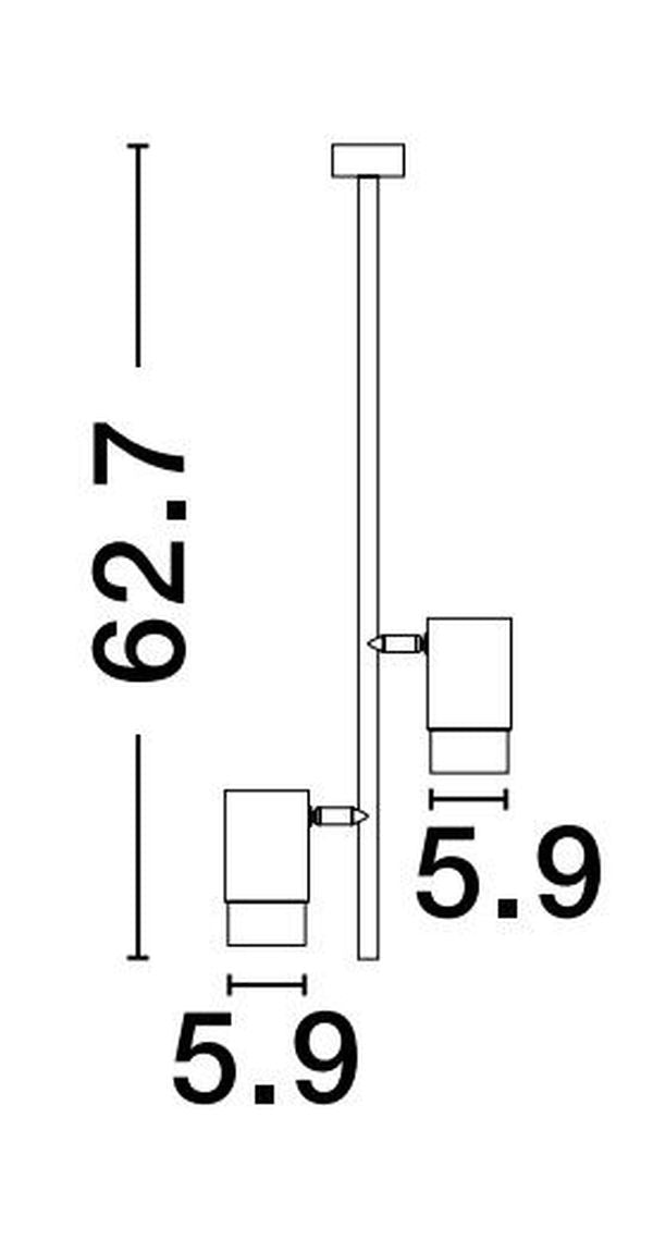 Schéma technique coté indiquant une hauteur de 62,7 cm et 5,9 cm.