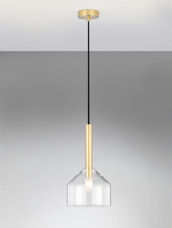 Suspension Amelia dorée, verre, H 190,5 cm (9028830)