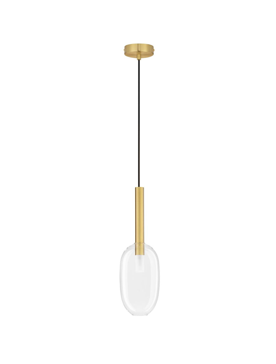 Suspension Amelia dorée, verre, H 179 cm