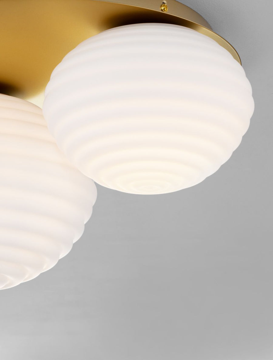Plafonnier Allen 2 lumières doré, verre
