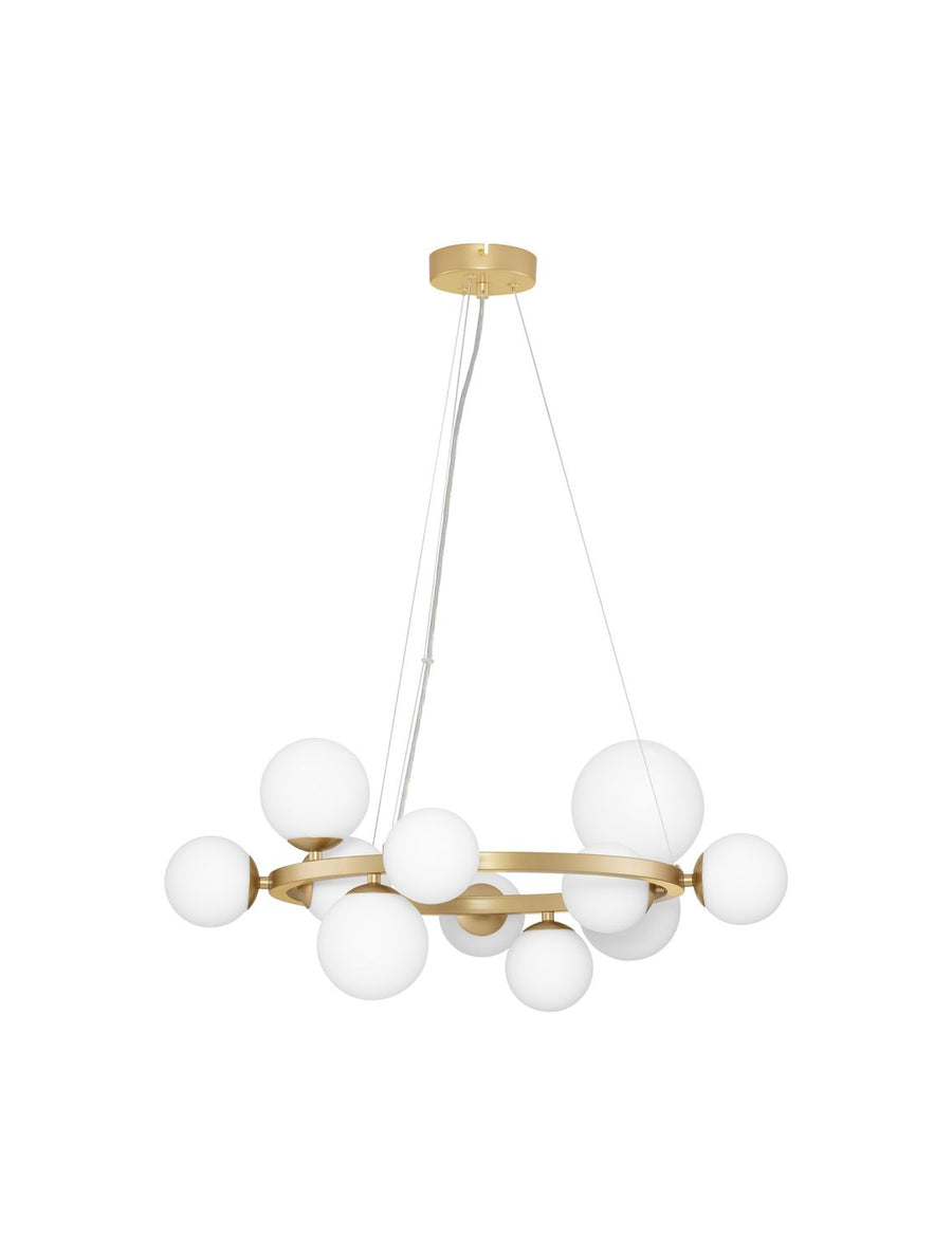 Vue produit détourée sur fond blanc, montrant l'ensemble du luminaire et ses câbles
