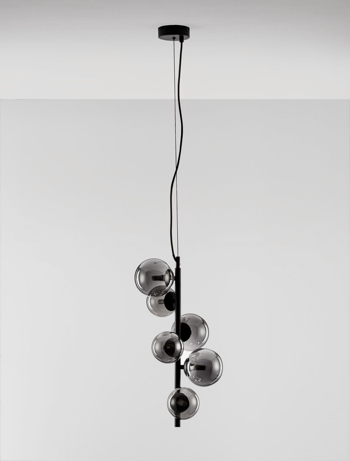 Suspension Odillia 6 lumières noire, verre (9028859)