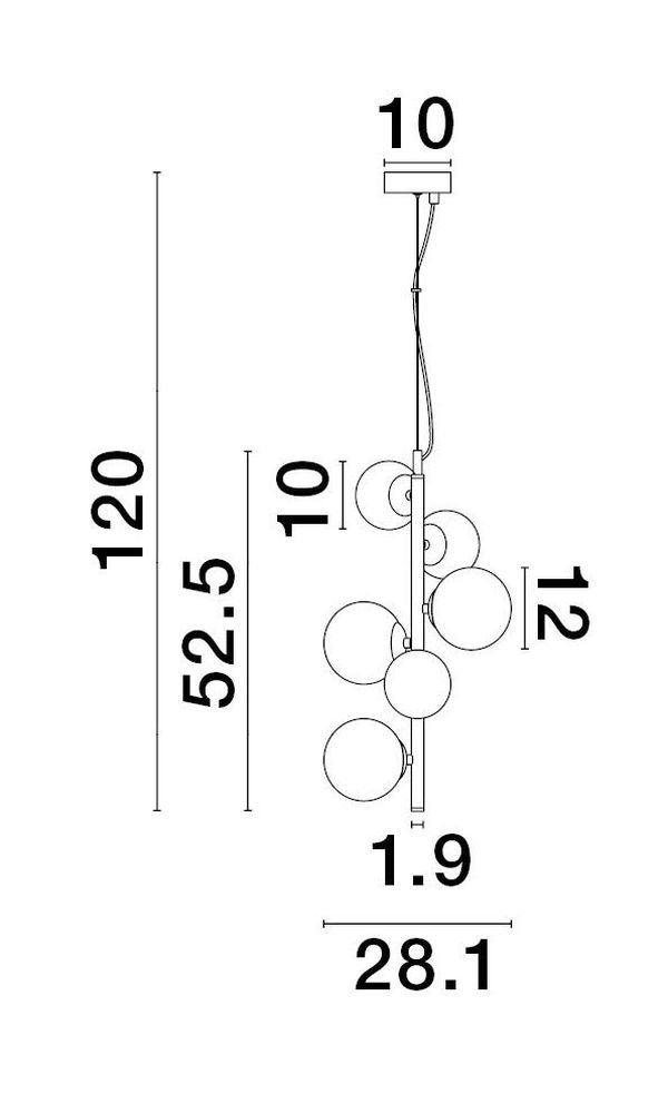 Suspension Odillia 6 lumières noire, verre (9028859)