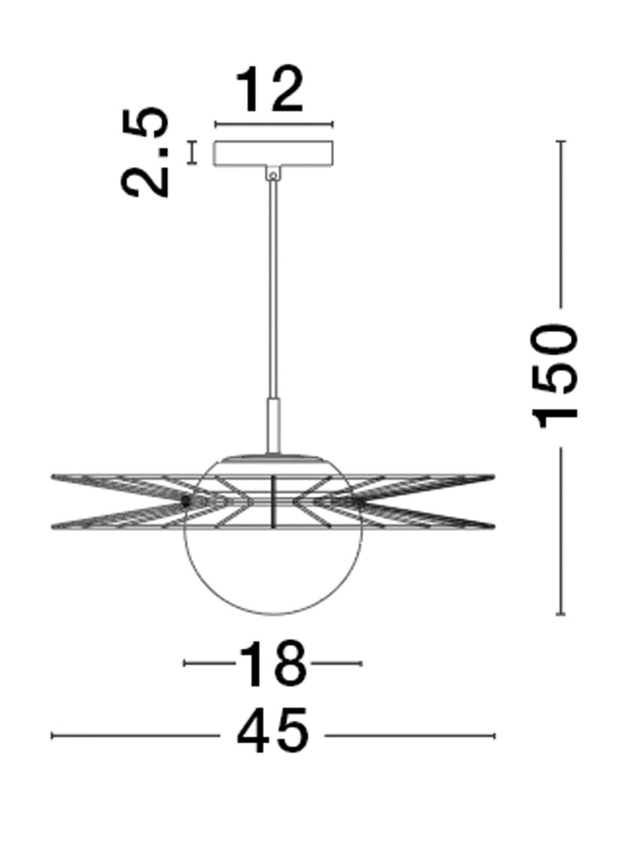 Suspension Ellery dorée, verre