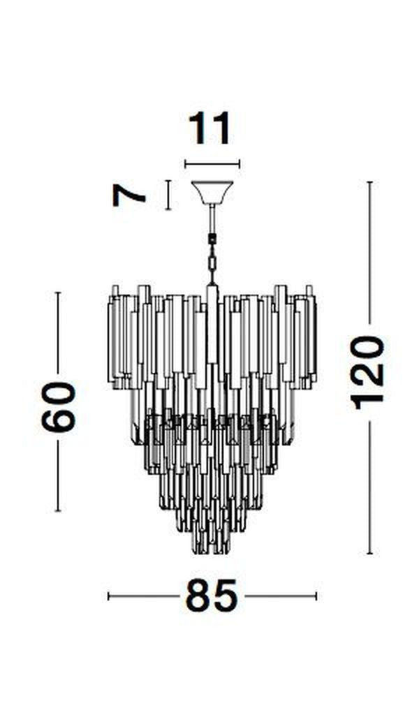 Schéma de dimensions du luminaire avec hauteur et largeur indiquées