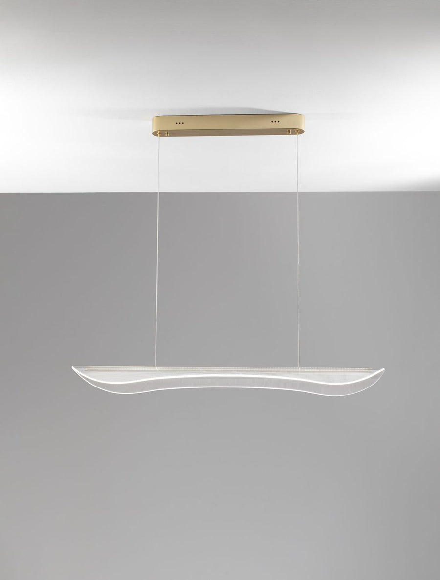 Vue de face sur fond gris, diffuseur blanc et lumière allumée
