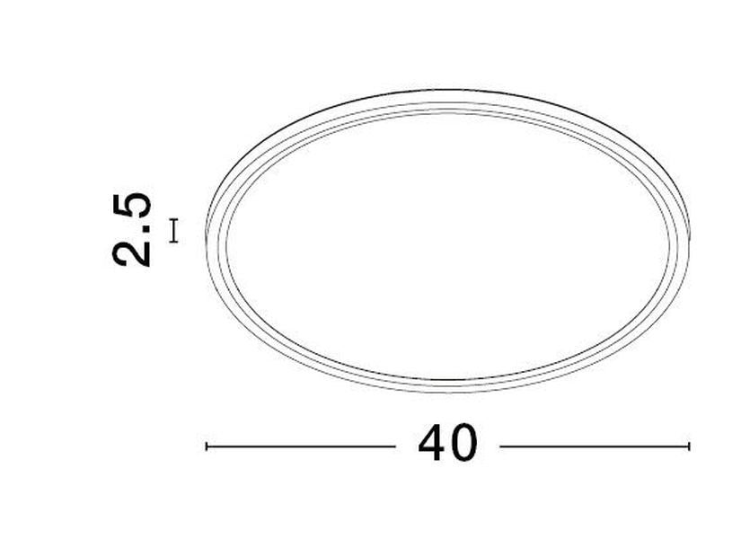 Schéma coté du plafonnier rond indiquant un diamètre de 40 cm