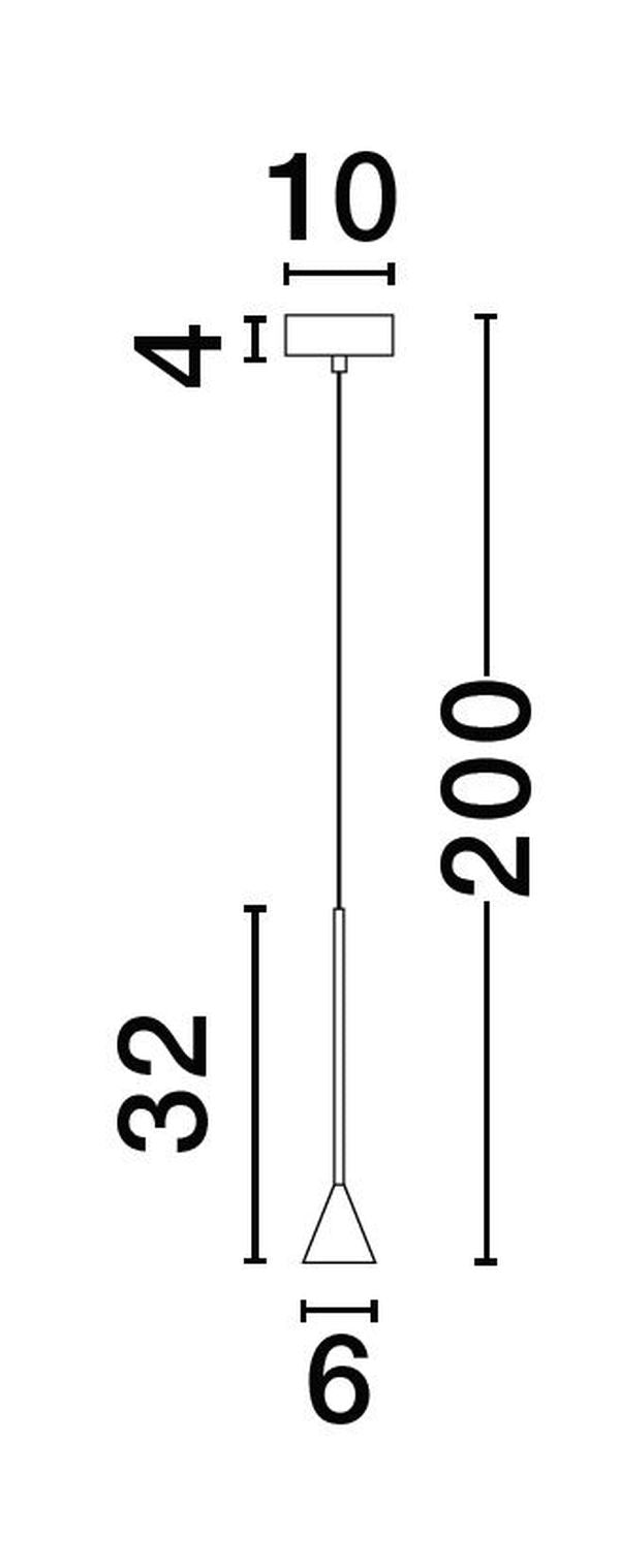 Schéma technique coté avec hauteur totale, diamètre rosace et dimensions du diffuseur