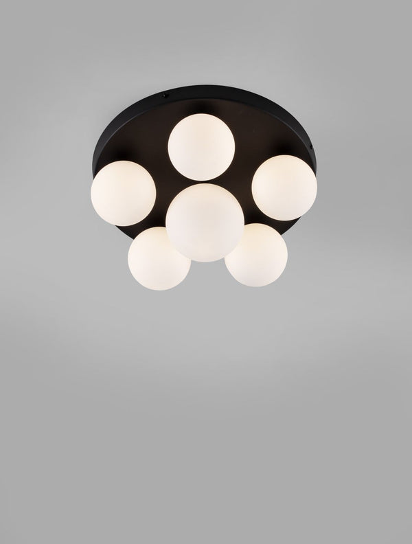 Plafonnier Edem 6 lumières noir, verre