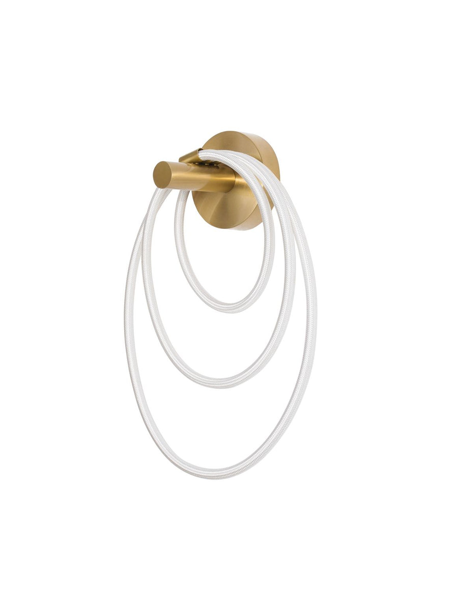 Vue de face de l'applique détourée sur fond blanc, câble en boucles