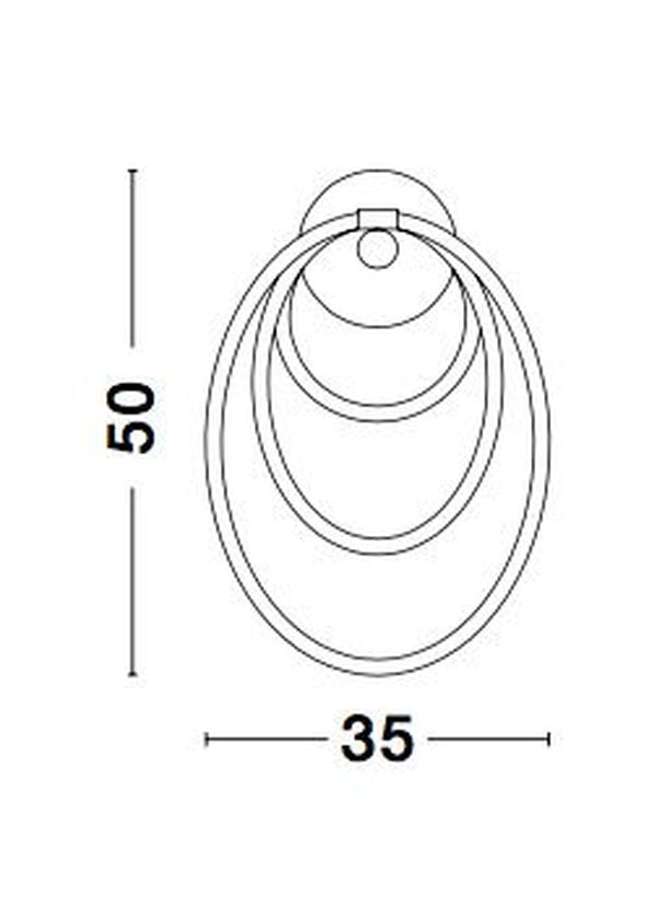 Schéma coté de l'applique indiquant 50 cm de haut et 35 cm de large