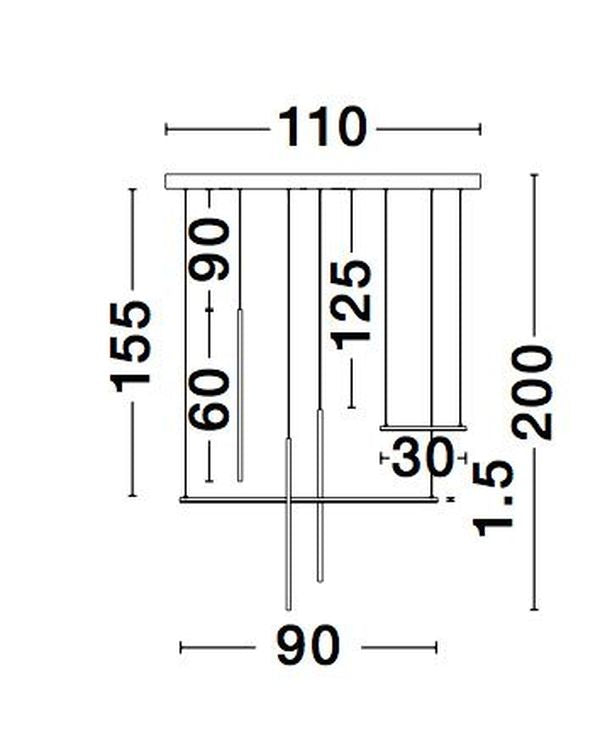 Suspension Elettra noire, H 200 cm (9088105)