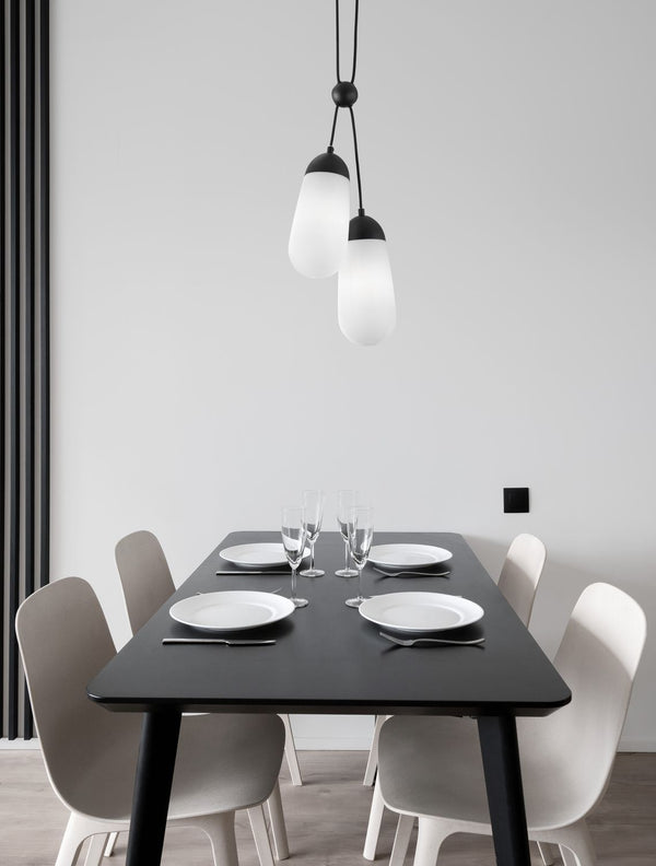 Suspension Blaky 2 lumières noire, verre