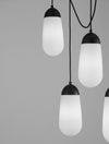 Suspension Blaky 5 lumières noire, verre, H 150 cm