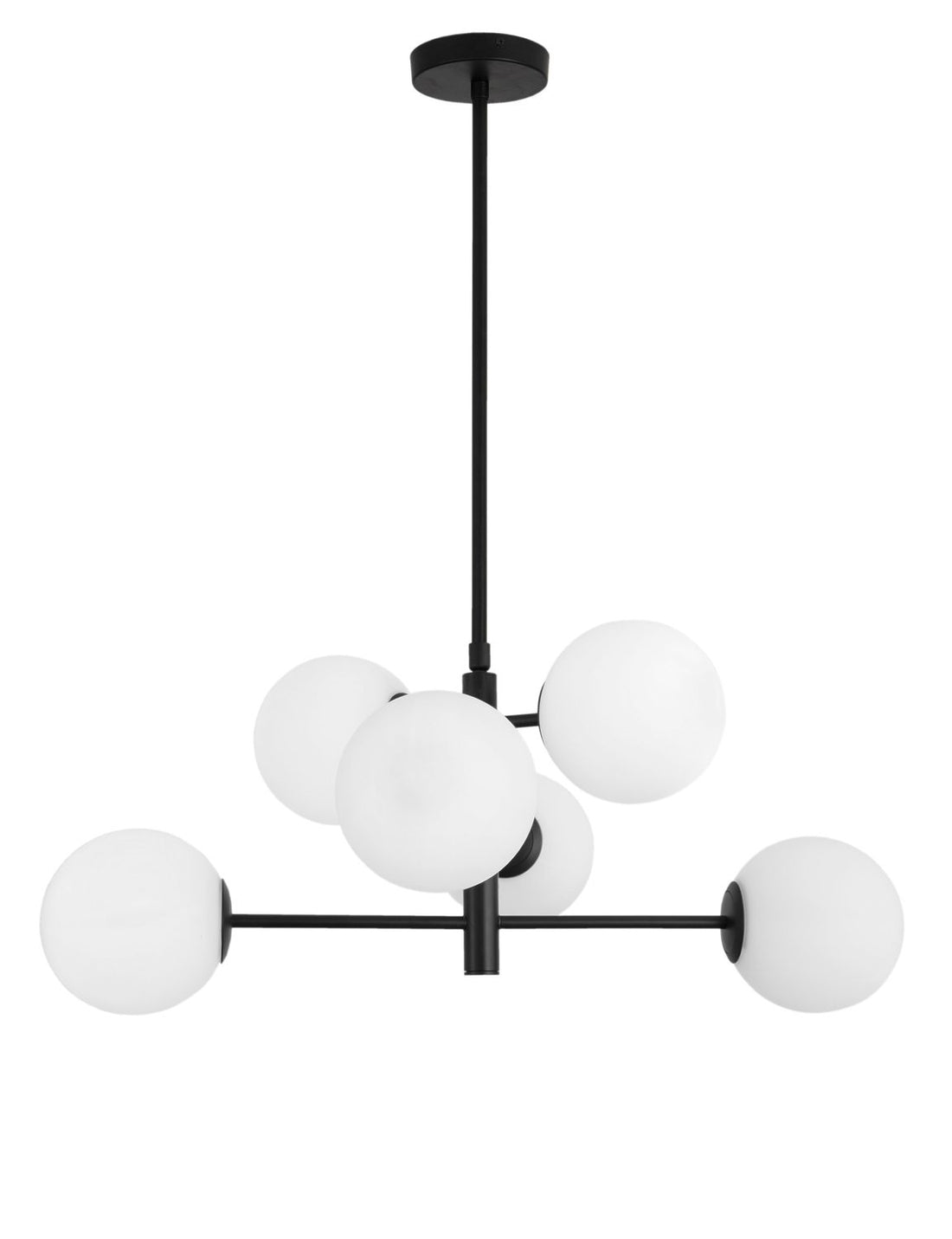 Suspension Impero 6 lumières noire, verre