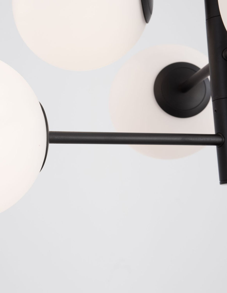 Suspension Impero 6 lumières noire, verre