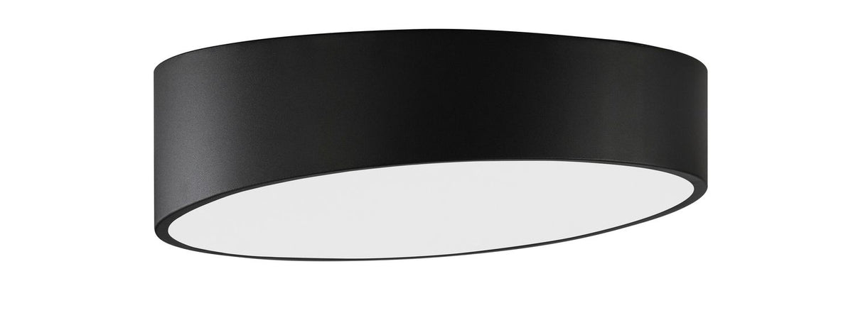 Produit de face sur fond blanc, diffuseur blanc et cerclage noir mat