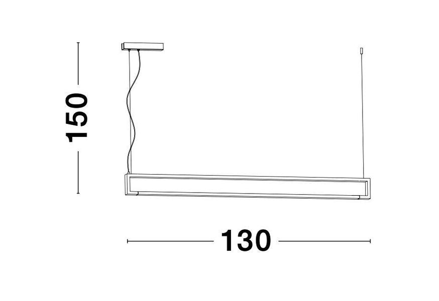 Schéma de dimensions du luminaire avec hauteur 150 et largeur 130