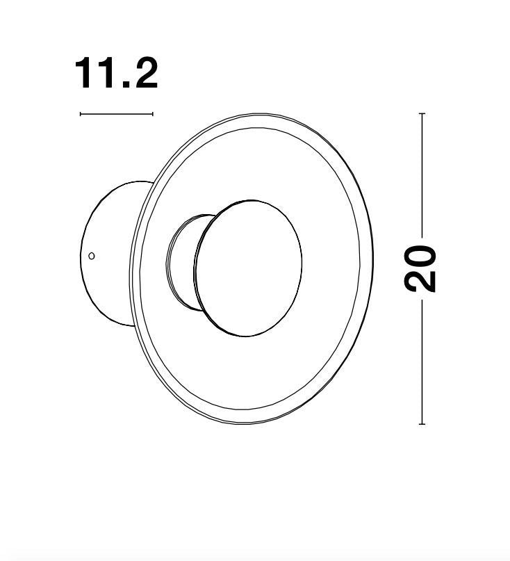 Schéma technique coté indiquant une hauteur de 20 cm et une profondeur de 11.2 cm.