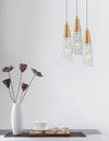 Suspension Kovac 3 lumières dorée, verre