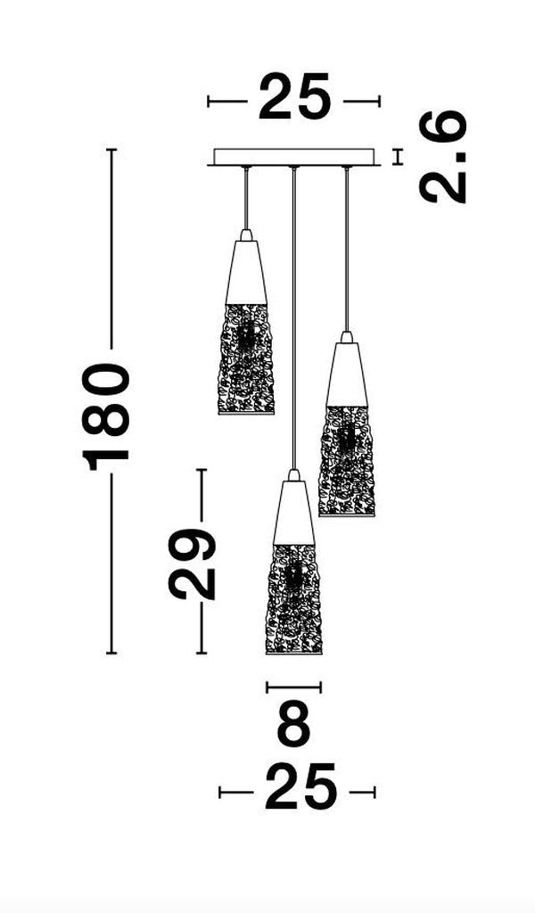 Suspension Kovac 3 lumières dorée, verre