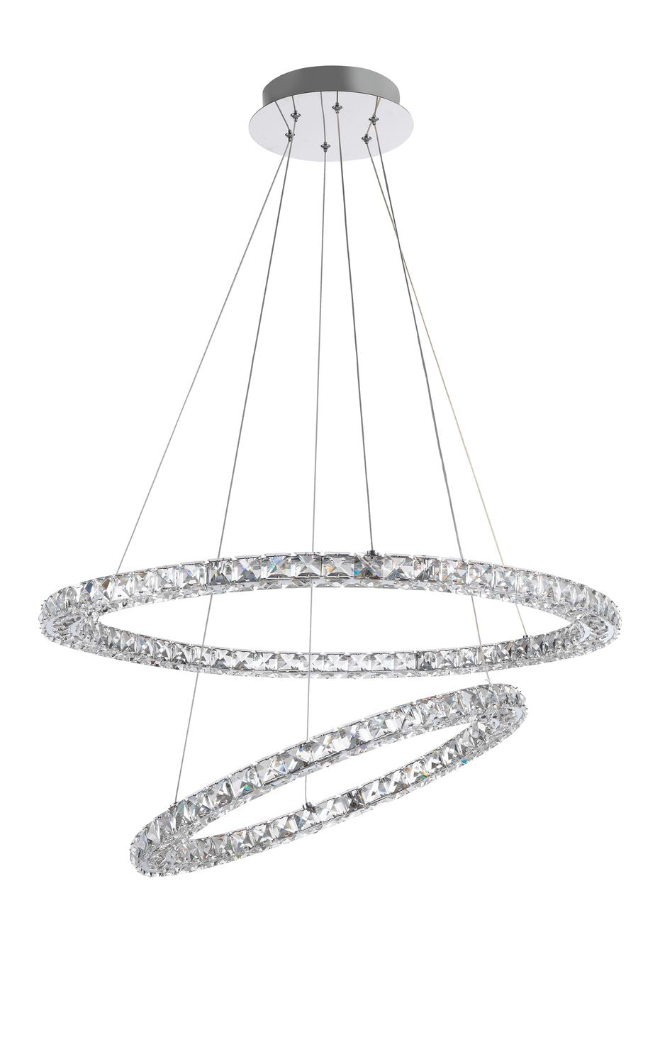 Suspension Quentin chromée, cristal