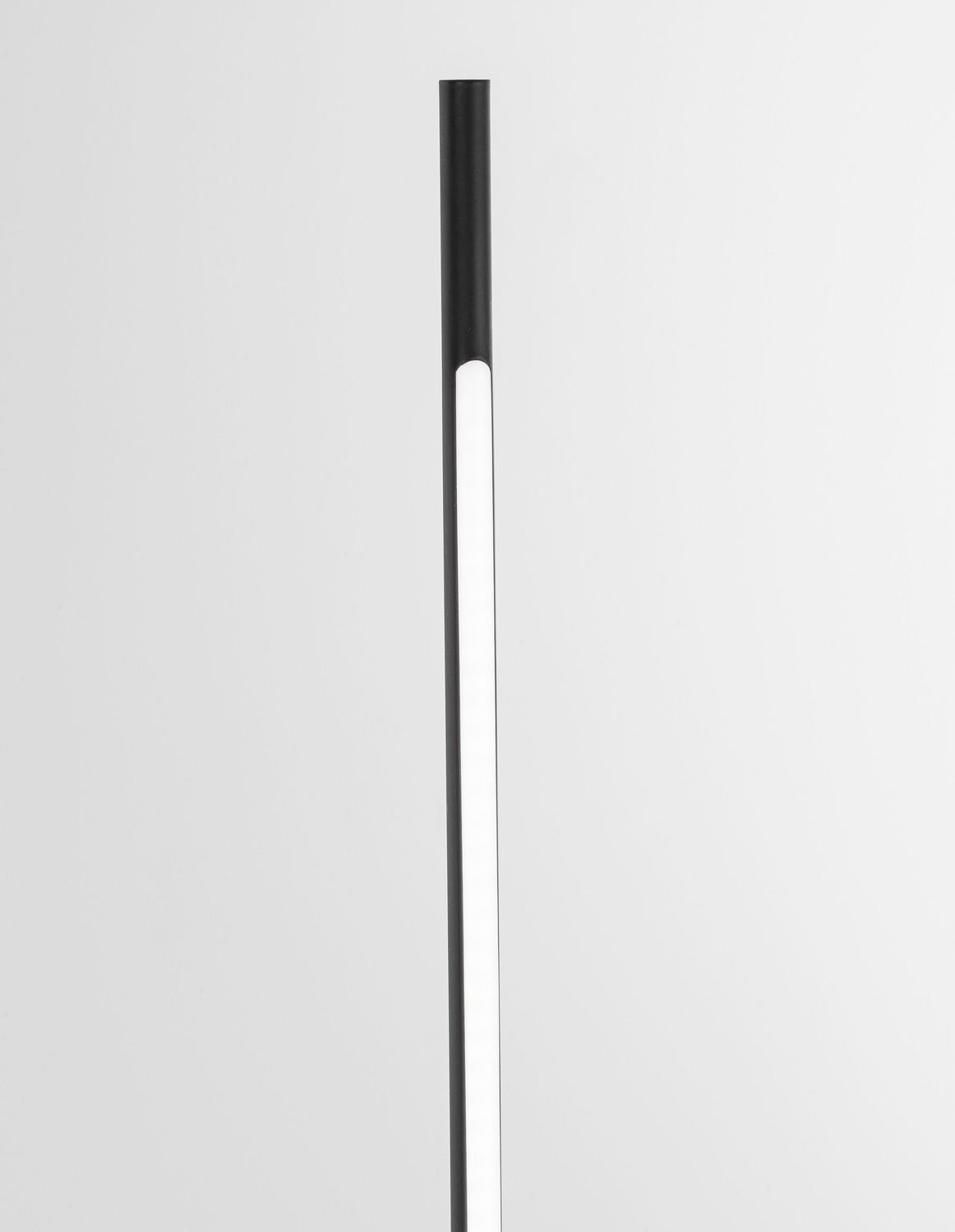 Détail du haut de la tige noire avec diffuseur blanc intégré.