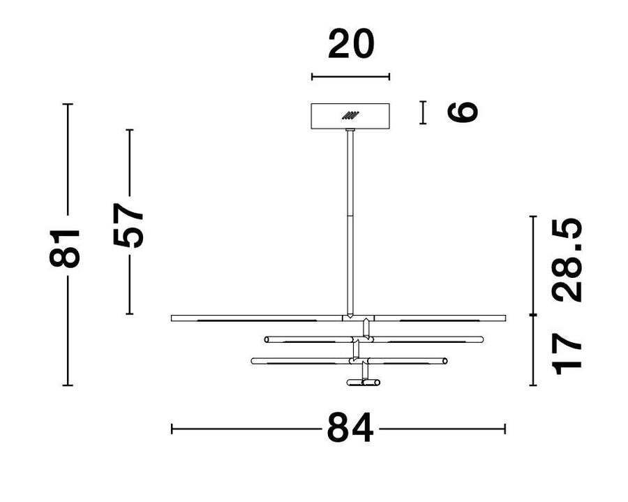 Suspension Raccio noire, L 84 cm