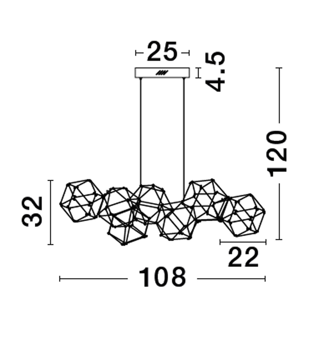Suspension luminaire | Nebula Dorée H 120 cm