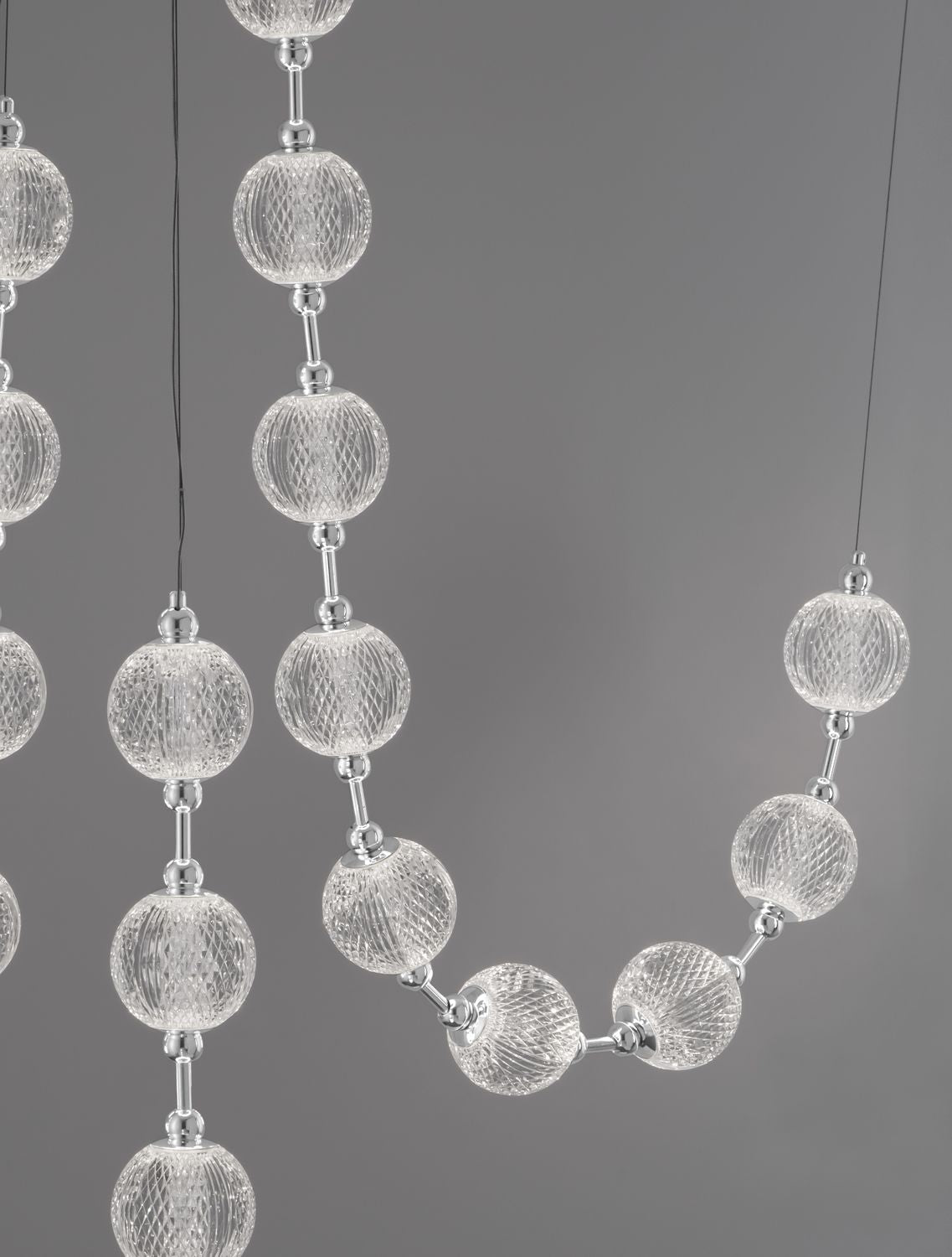 Suspension Brillante chromée, cristal