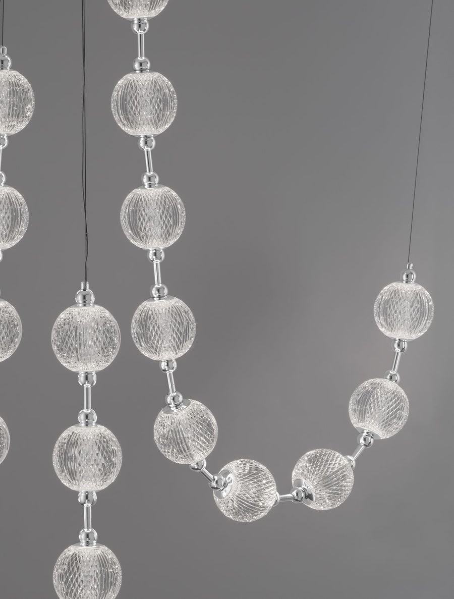 Suspension Brillante chromée, cristal