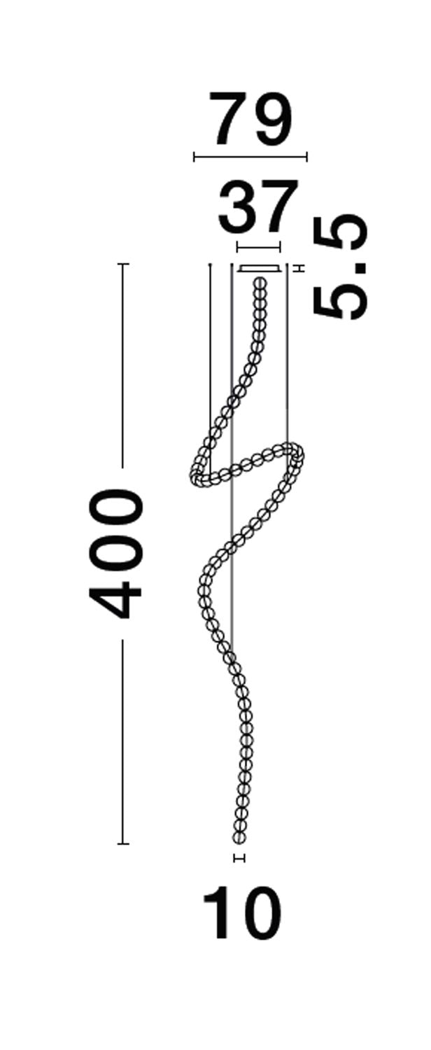 Schéma de dimensions du luminaire indiquant 400 cm de hauteur et 79 cm de largeur